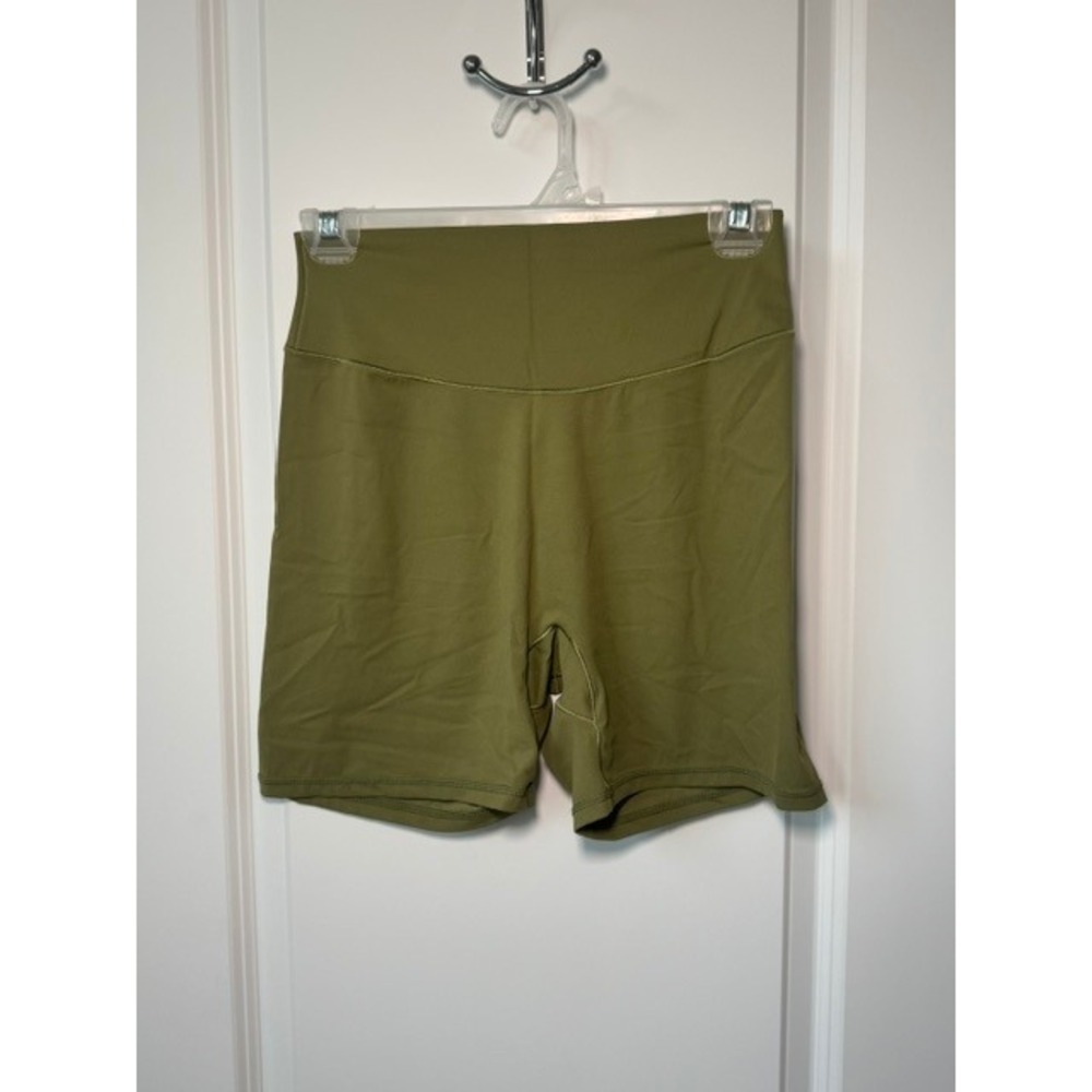 Sunzel Women Olive Green High Waisted Biker Shorts Size Medium Yoga Gym Workout